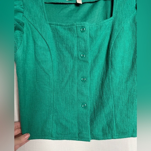 Anthropolgie Dolan Green Left Coast Structured Flutter Top Small - Picture 8 of 11